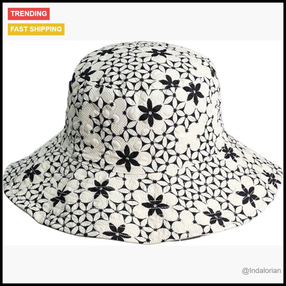Floral Bucket Hat Classic Elegant Chic Polyester Pull-On One Size Fits Most